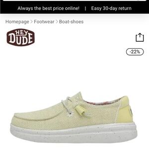Hey Dude Women’s Boat Shoes size 8 - lemon